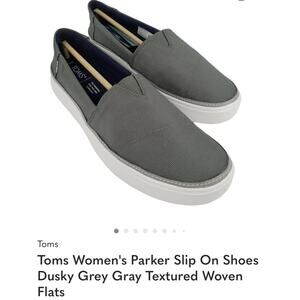 Toms Women's Parker Slip On Shoes Sz 11 Dusky Grey Gray Textured Woven Flats